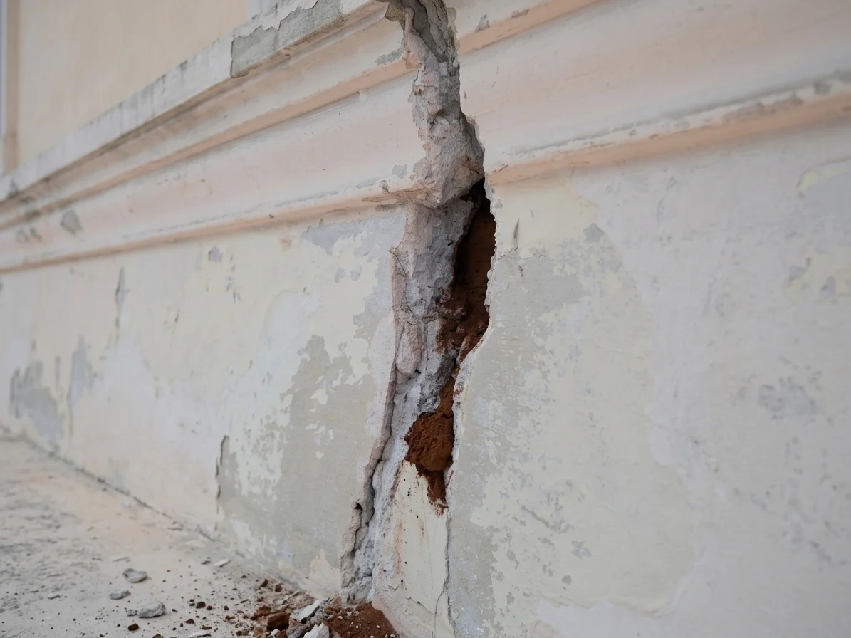 réparation fissures façade L'Isle-Adam — avant nettoyage