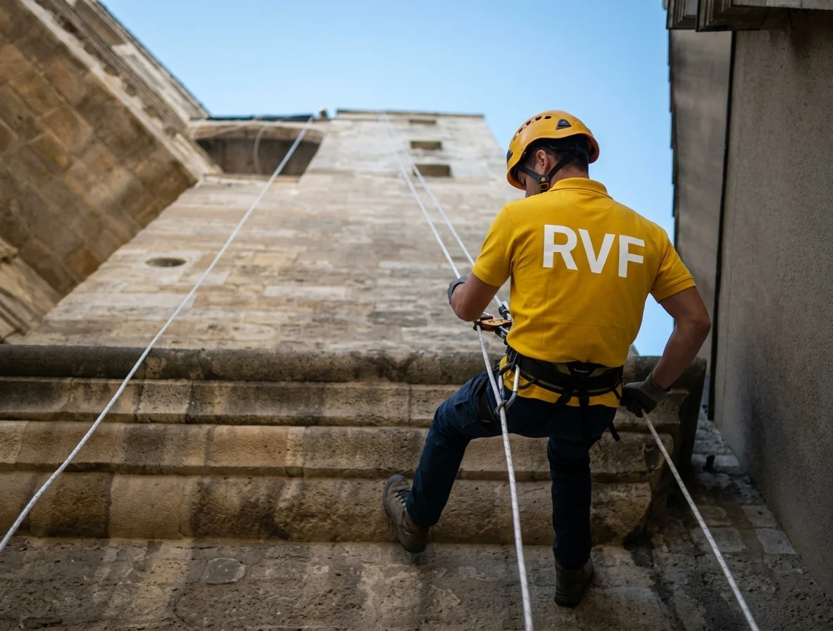 Technicien RVF Ravalement en intervention de ravalement de façade à L'Isle-Adam